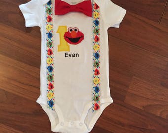 Baby Boy First Birthday Outfit Elmo Etsy