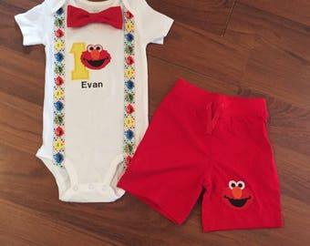 Elmo Boy S Shorts Etsy