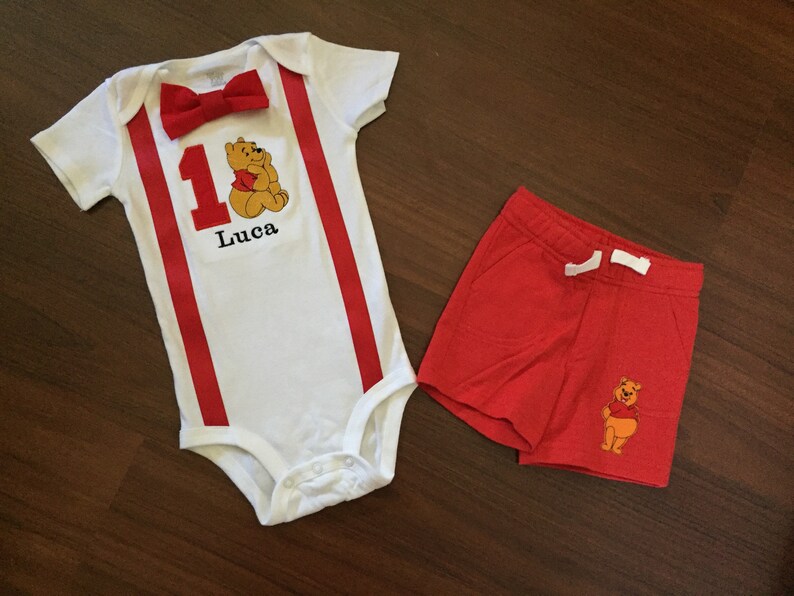 winnie the pooh first birthday outfit boy