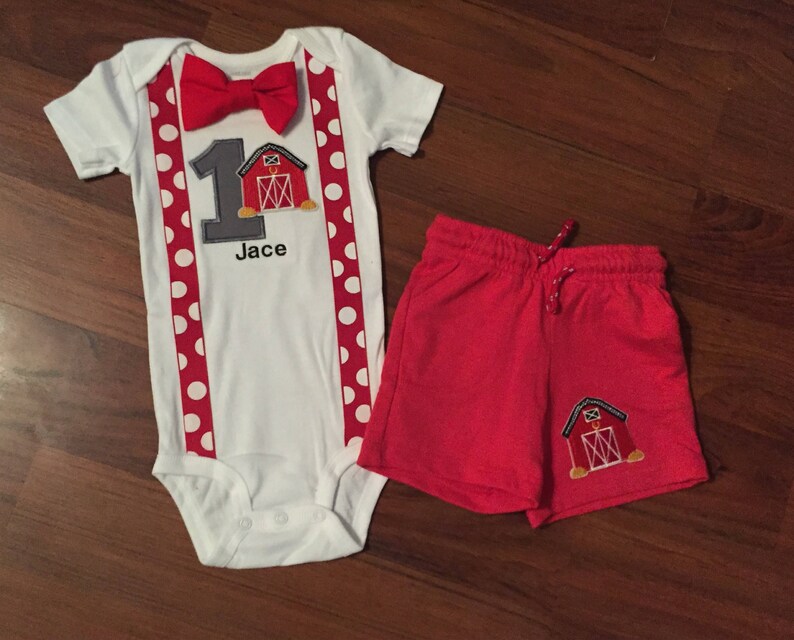 farm first birthday outfit boy