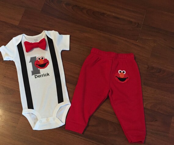 Elmo Personalized Embroidered First Birthday Boys Birthday Etsy