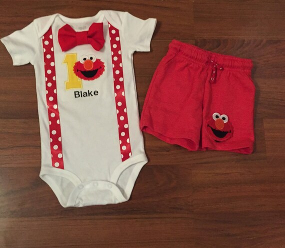 Elmo 1st Birthday Elmo Boy Birthday Outfit Baby Boy First Etsy