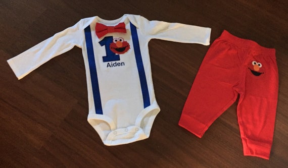 Elmo First Birthday Baby Boy Outfit Baby Boy 1st Birthday Etsy