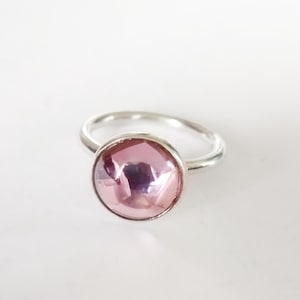 Vintage Sterling Silver Pandora Ring Poetic Droplet Minimalist Pink Size 5 (48)