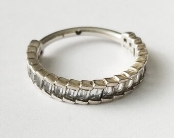 Anel Pandora Glacial Beauty em prata esterlina: zircônia baguette, tamanho 58/8,5