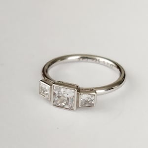 Vintage Søren Peter Jensen Danish 925 Sterling Silver Stacking Ring with Cubic Zirconia Size: 53 / US 6,5