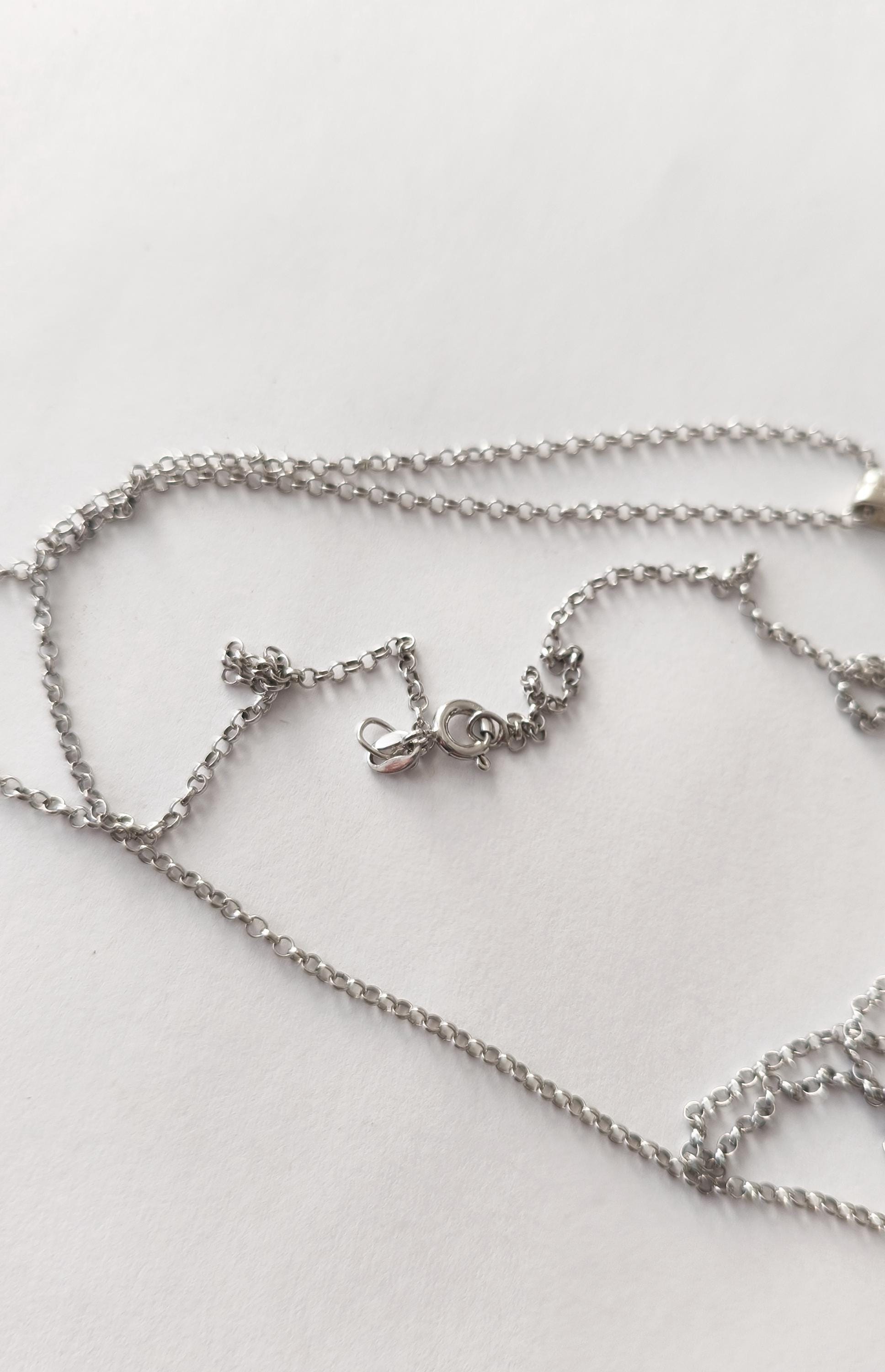 Collier Ancien En Argent Sterling 925 Style Brutaliste - Longueur 19,5 Pouces, Plaque Pointue - Vintage