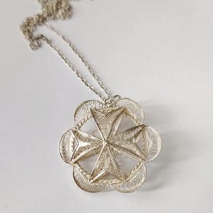 Vintage Silver Filigree Pendant - Marked 925 - Maltese Cross