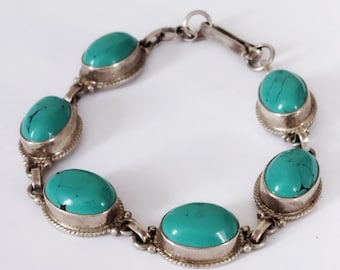 Bracciale vintage in argento sterling 925 turchese