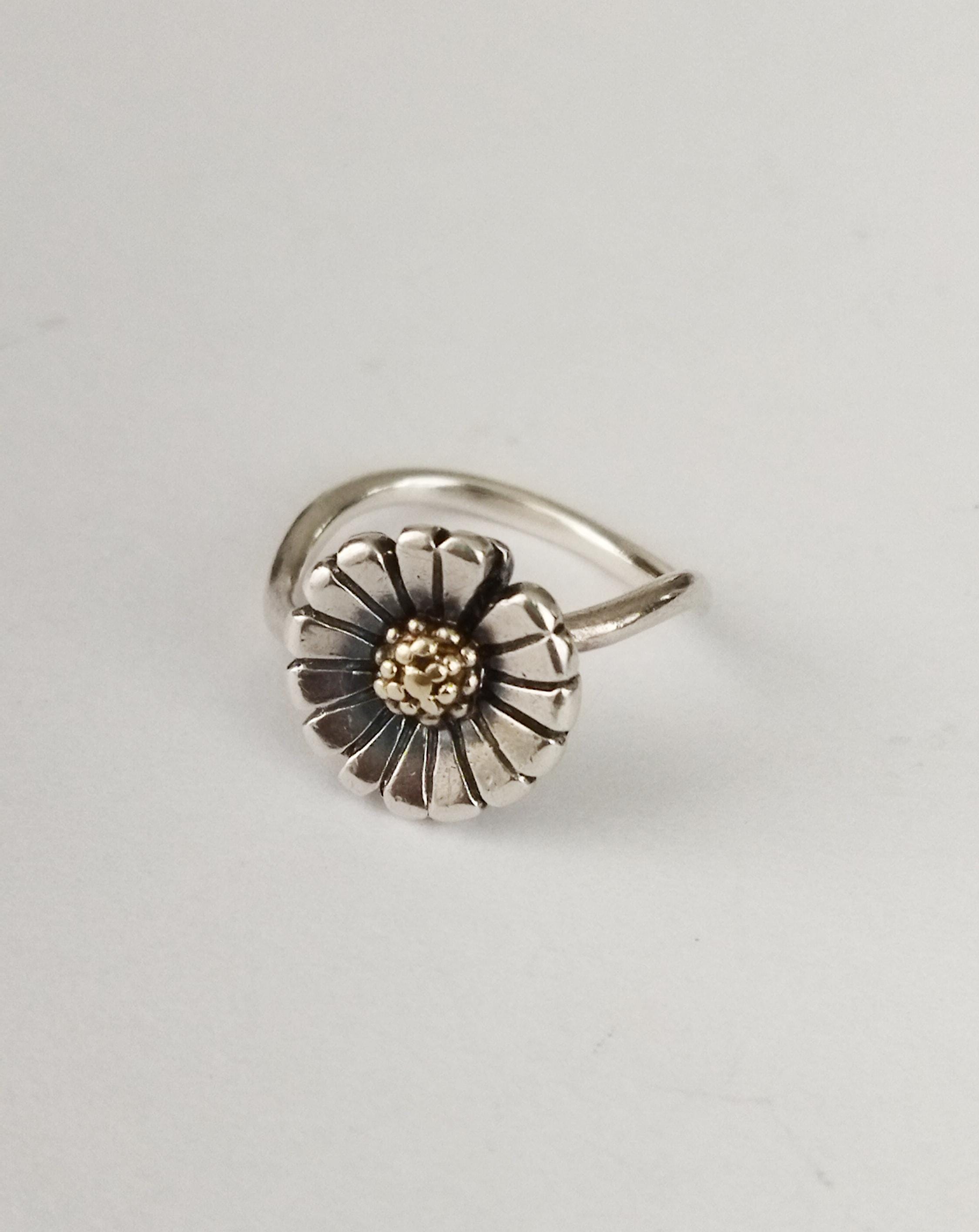 Trollbeads Daisy Ring: Sterling Silver, 18k Gold Floral Jewelry - Etsy