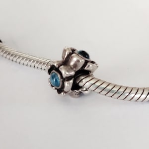 Authentic Pandora Retired Sterling Silver Ribbon Bead with Blue Topaz - 790279, Pre-loved retired bead Ale925