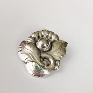 Vintage Georg Jensen Sterling Silver Flower Brooch Number 71, Denmark Antiques