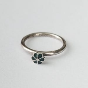 Vintage Danish Silver Ring 925 Dark green Enamel and Silver Hans Henrik Nygaard Size 50 /5,5