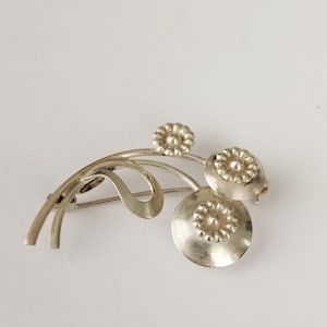 1960s Modernist Hermann Siersbol Sterling Silber Dänemark Brosche Anstecknadel