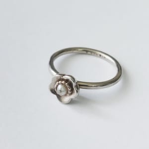 Vintage Hans Henrik Nygaard Sterling Silver Stacking Ring With Pearl Size 6,5 / 53