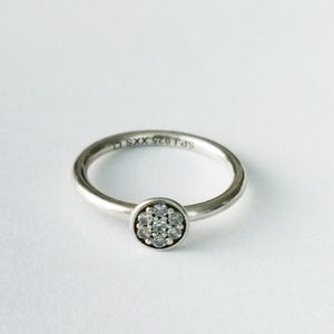 Vintage Søren Peter Jensen Danish 925 Sterling Silver Stacking Ring With Cubic Zirconia. Size: 49 / US 5