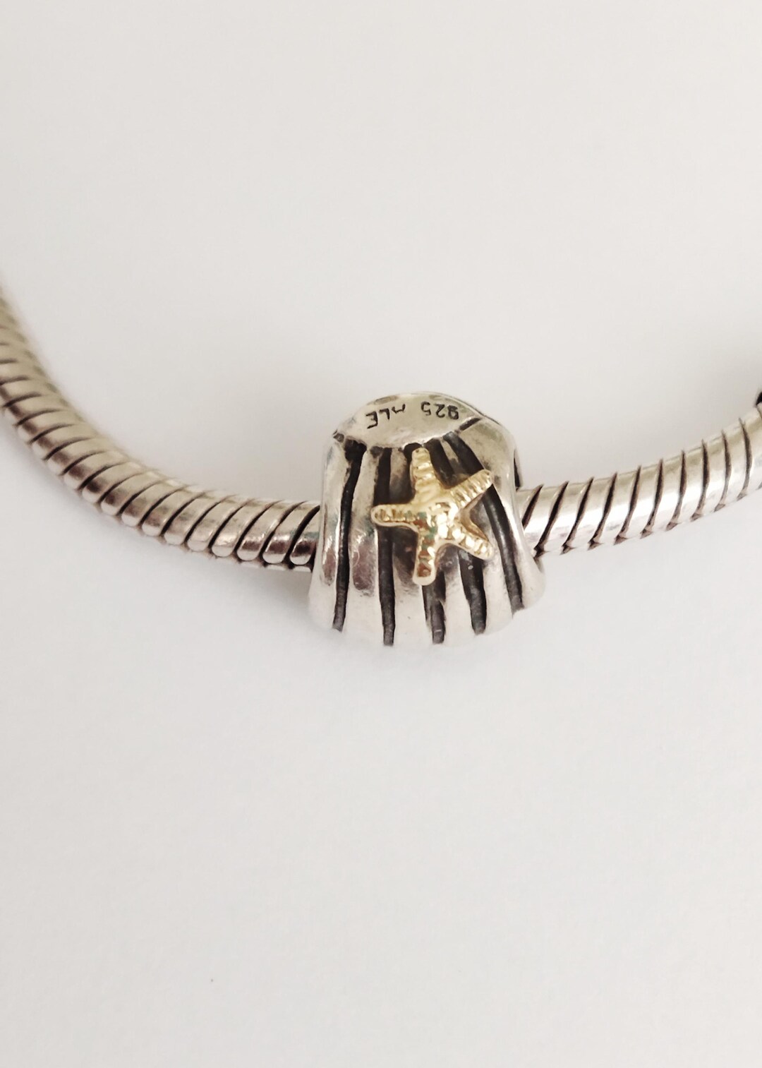 Authentic PANDORA 14K Gold & 925 Sterling Silver Starfish and Seashell ...