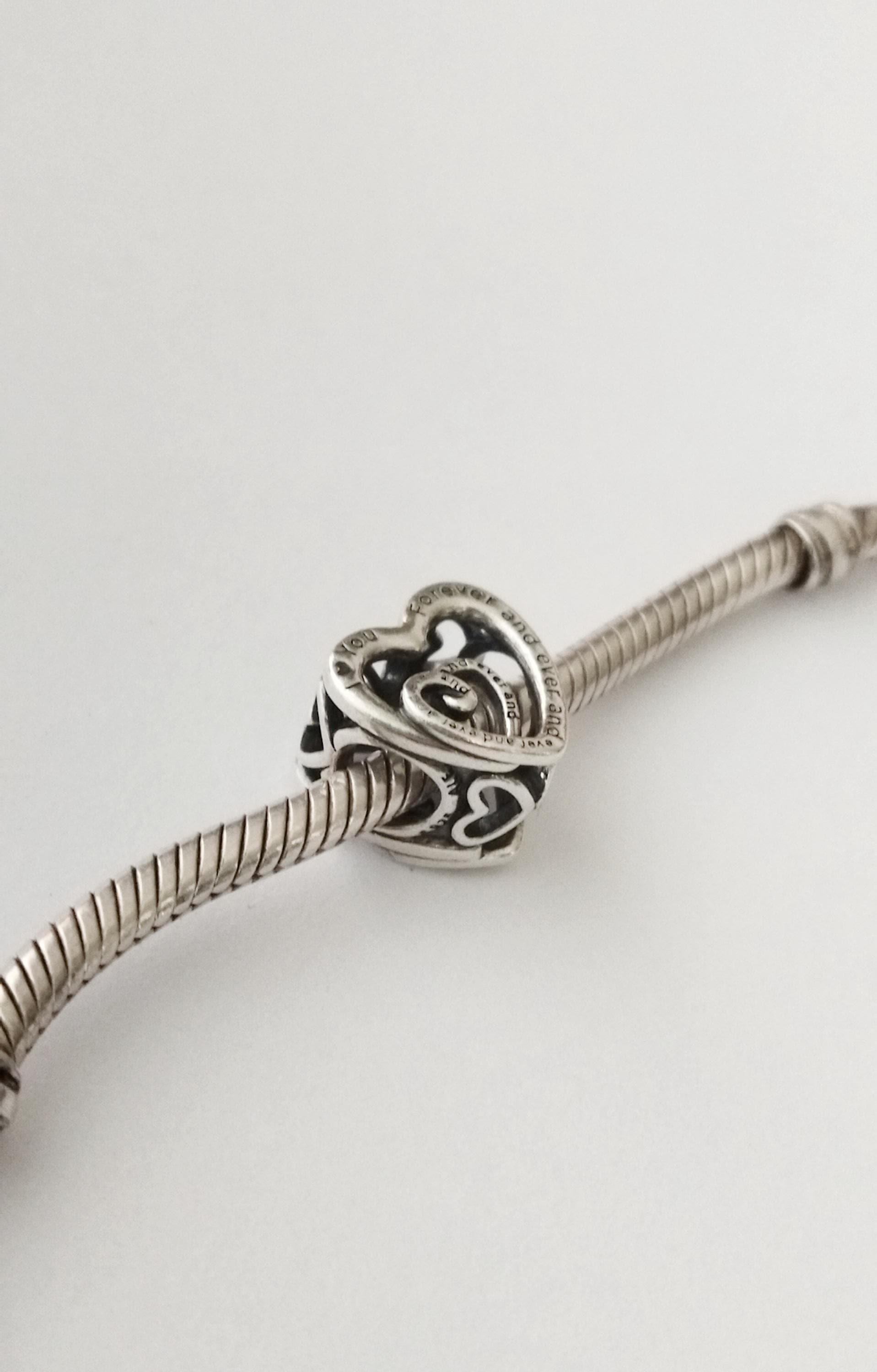 Authentic Pandora Sterling Silver Entwined Infinite Hearts Charm