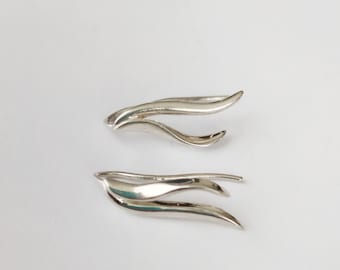 Vintage 1960s Modernist Hermann Siersbøl Sterling Silver Denmark Earrings