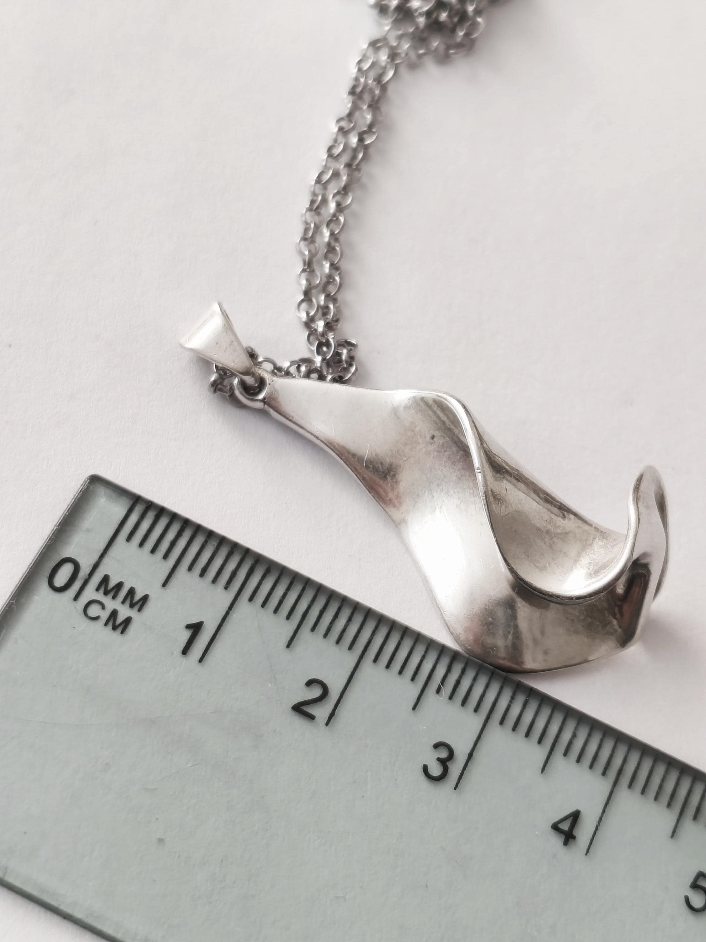 Collier Ancien En Argent Sterling 925 - Style Brutaliste Plaque Pointue - Longueur 19,5 Pouces