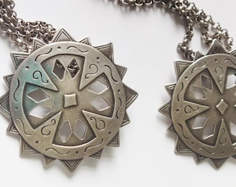 Vintage 70s Norwegian Viking Sterling Silver Double Brooch - Berit J. Design