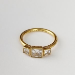 Vintage Søren Peter Jensen sterling silver, gold plated stackable ring size 51 / 5,5; danish, scandinavian jewelry