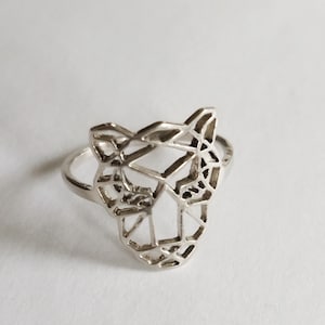 Large Spotted Leopard Panther Head Band Ring 925 Sterling Silver Size 6,5/54
