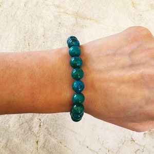 Ray Mine Chrysocolla Bracelet - 10mm Stretch Handcrafted