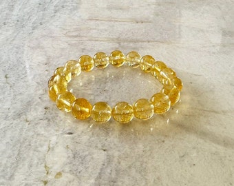 Golden Citrine 10mm Round Beaded Stretch Stacking Bracelet - November Birthstone