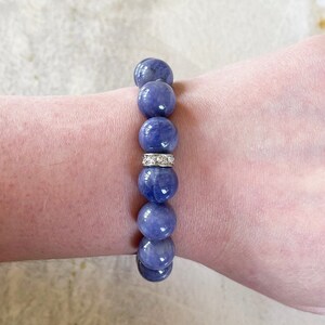 Tanzanite Bracelet - 13mm Swarovski Stretch Handcrafted - December Birthstone