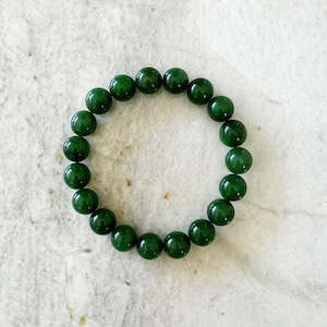 Canadian Jade Bracelet - 10mm Green Stretch Handcrafted - Top Quality