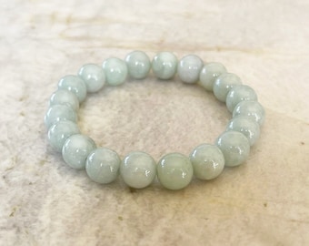 Burma Jadeit Armband - 10 mm Stretch Handgefertigt - Unbehandelt