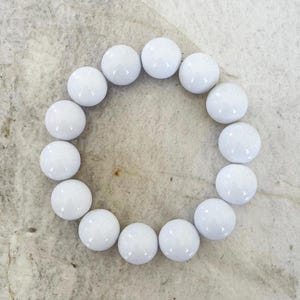 White Agate Bracelet - 14mm Handcrafted