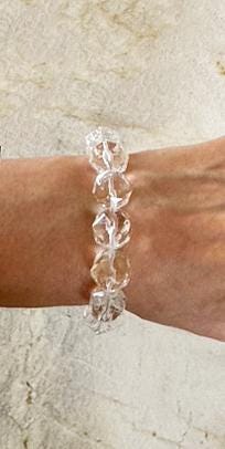 Rock Crystal Bracelet - 13mm Star-Cut Stretch- Ultra Sparkly