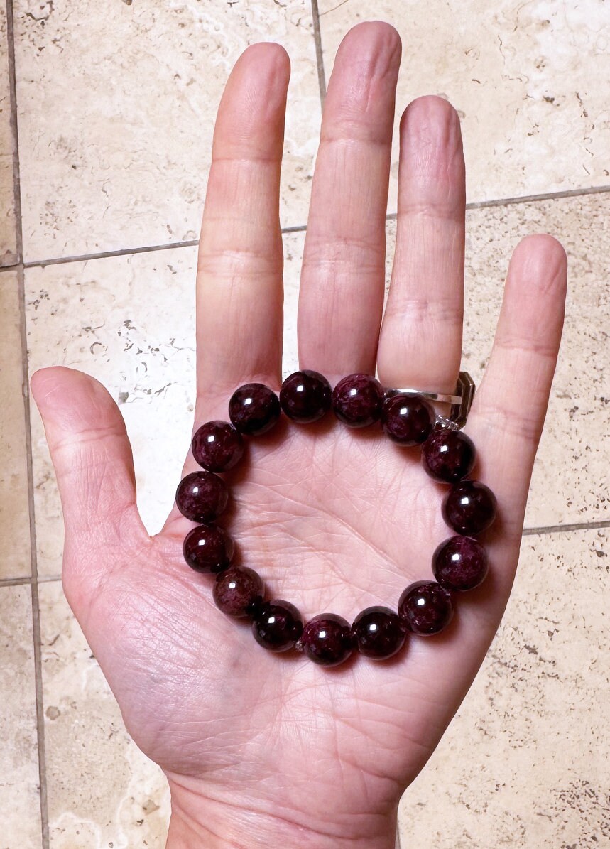 Bracciale in granato rosso scuro naturale - Gioielli