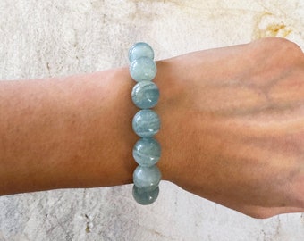 Lemurian Calcite Bracelet - 12mm Blue Rare Stretch