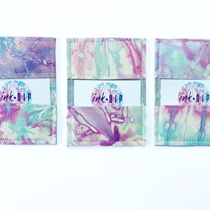 Soporte personalizado de cuero real Tie Dye Card - Pastel, Único, Impresión de mármol, 3er aniversario de bodas, Billetera, Reciclado, Hecho a mano, Arte