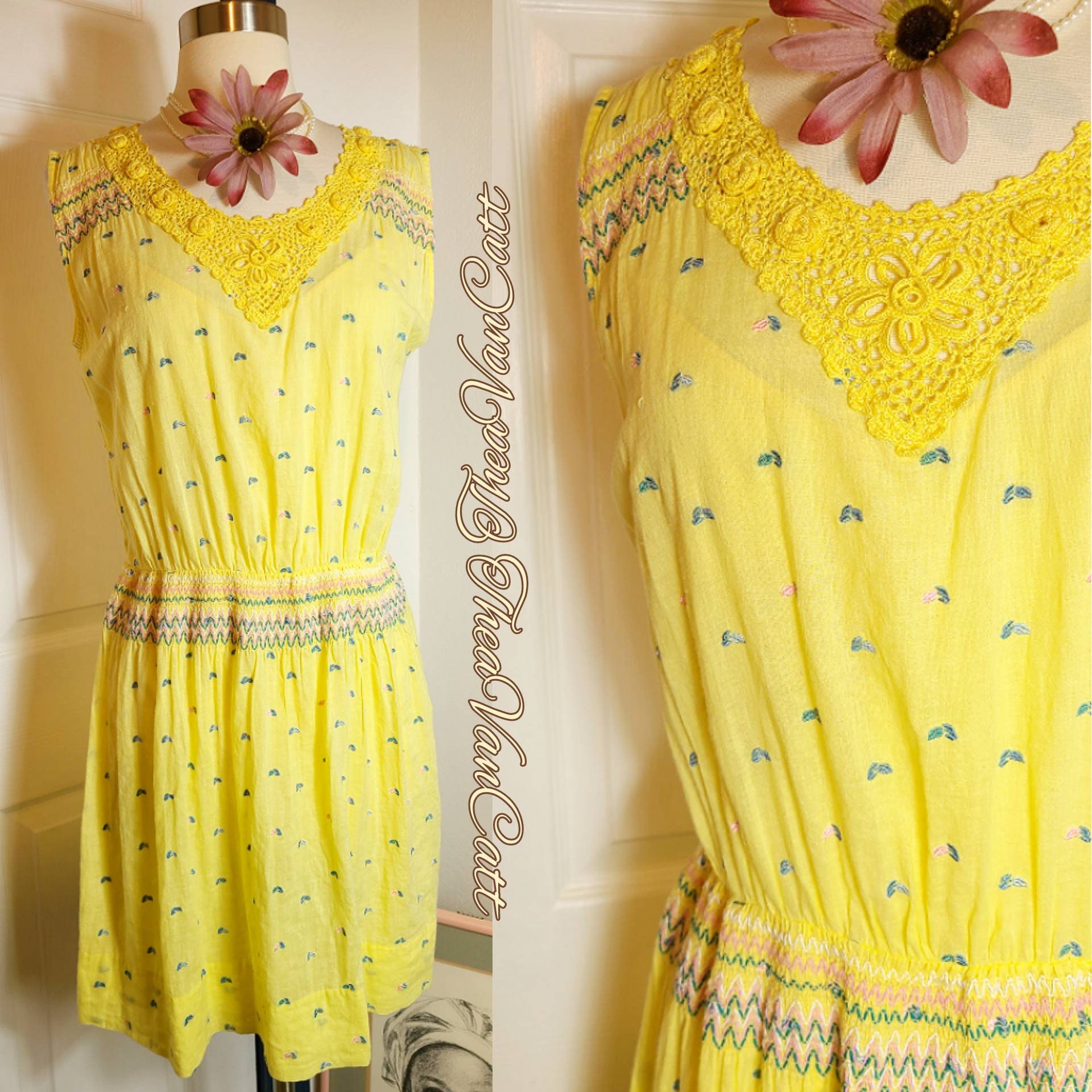 BETSEY JOHNSON vintageショートパンツ 1998 Betsey Johnson New York Embroidery Crochet Floral Dress