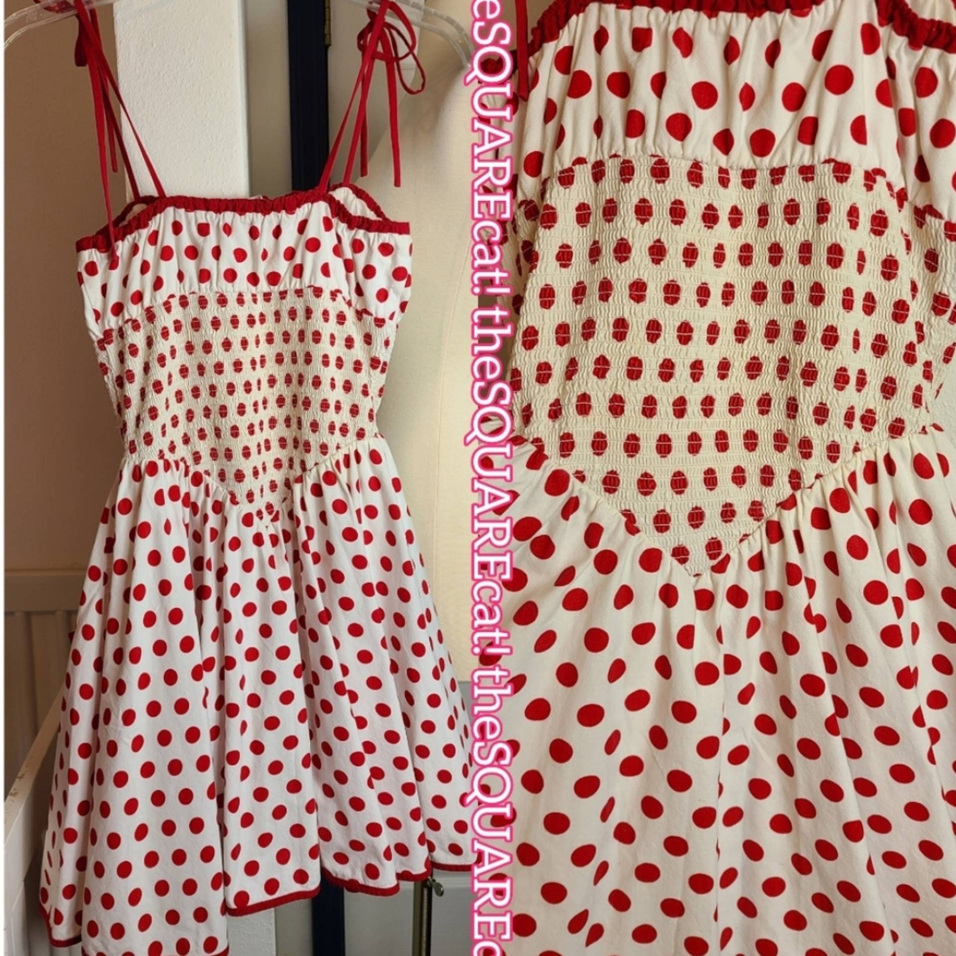 betsey johnson red polka dot dress Betsey Johnson Dresses | Vintage Halter Neck Polka Dot Dress By Betsey Johnson | Color: Black/Red