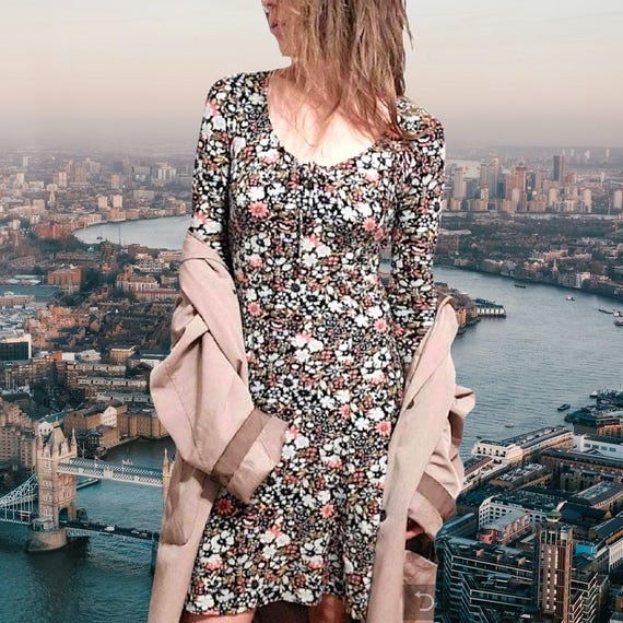 betsey johnson boho dress New York vintage 1990s y2k retro pinup wildflowers garden fairycore cottagecore Prairie romantic skater feminine Short sleeves