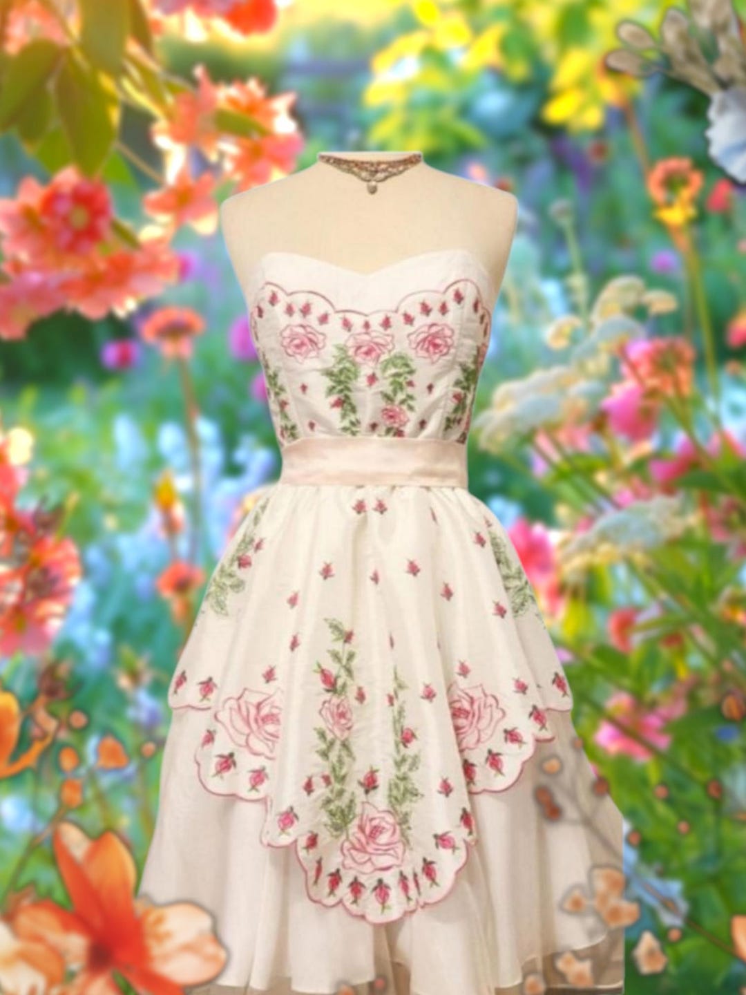 Betsey Johnson Evening Vintage 90s Y2k Floral Roses Embroidery