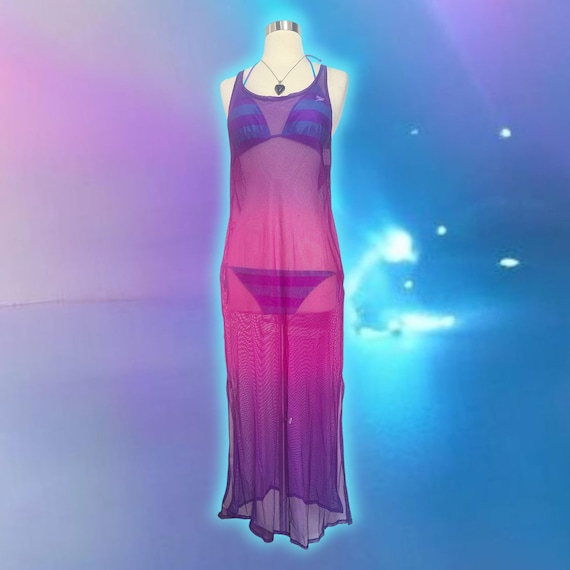 knee length dresses for ladies Poolside Preferred Mesh Cover Up in Neon Pink main image 0