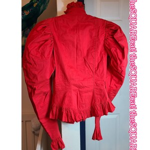 1980s Betsey Johnson Leg O Mutton Sleeves zip up punk label peplum rocker jacket rare red size small image 3