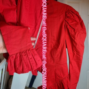1980s Betsey Johnson Leg O Mutton Sleeves zip up punk label peplum rocker jacket rare red size small image 5