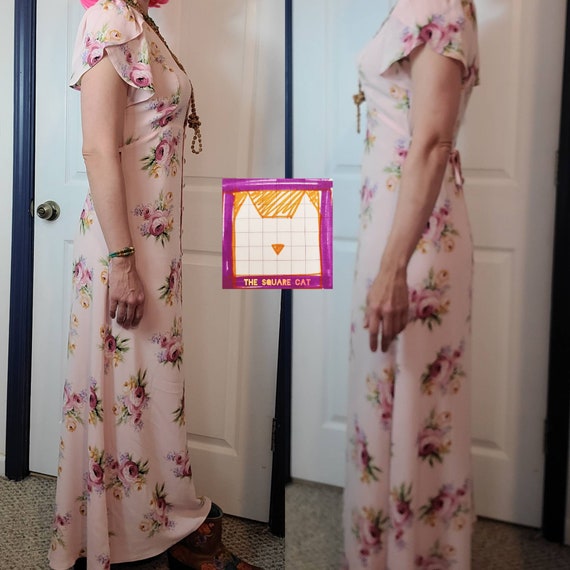 Rose Bouquets Button Down Vintage Maxi Dress BETS… - image 2