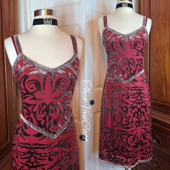 BETSEY JOHNSON Vintage Velvet Swirls 1990s Dress w