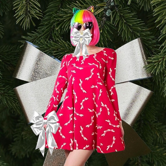 90s Betsey Johnson Little Ribbon Bows Pattern Long Sleeves Trapeze Mini  Dress Y2k Holiday Season Vintage Retro Kawaii Cute Valentine's Day - Etsy