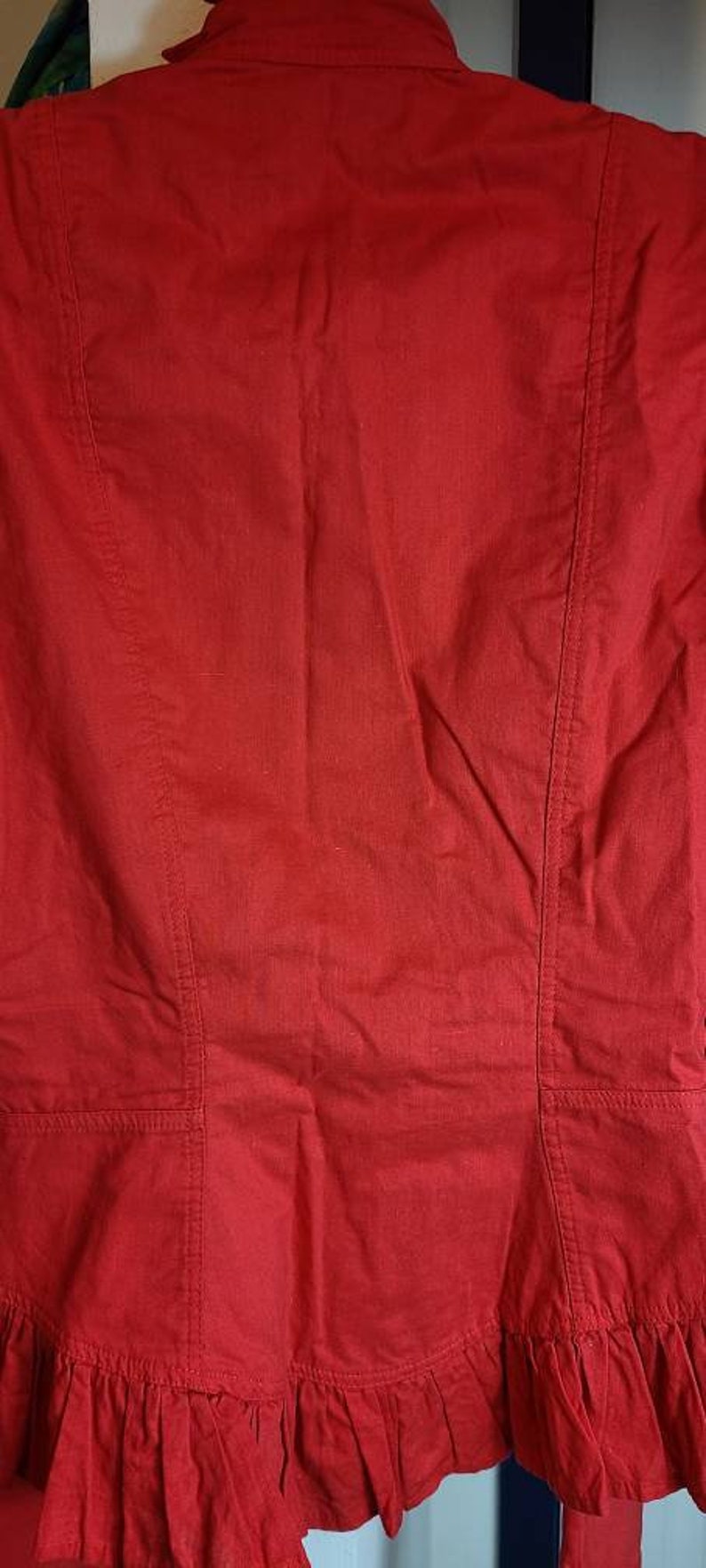 1980s Betsey Johnson Leg O Mutton Sleeves zip up punk label peplum rocker jacket rare red size small image 9