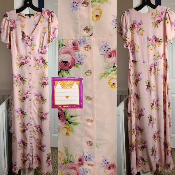 Rose Bouquets Button Down Vintage Maxi Dress BETS… - image 4