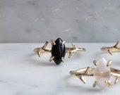 Gemstone Rings Gold - SILVER gemstone ring for women - Natural crystal claw ring - Marquise diamond ring - Amethyst - labradorite - Garnet